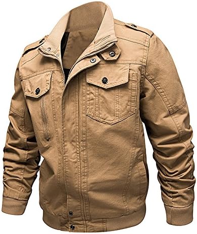 Xinga Men's Casual Outdoor Autumn Spring Cotton Jacket Bomber Jacket Pilot Jacket Coat Outerwear