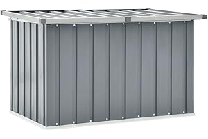 FIRBNUS Caja de cojín con tapa abatible, 109 x 67 x 65 cm, caja de almacenamiento, caja de jardín, caja de almacenamiento con tapa, caja de cojines, armario de jardín, color gris, acero galvanizado