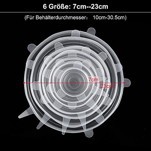 Anpro 7 Stück Silikondeckel Dehnbare Frischhalte Deckel Verschiedenen Größen Silikon deckel Set für Gemüse, Becher, Töpfe, Tassen, Obst - 3