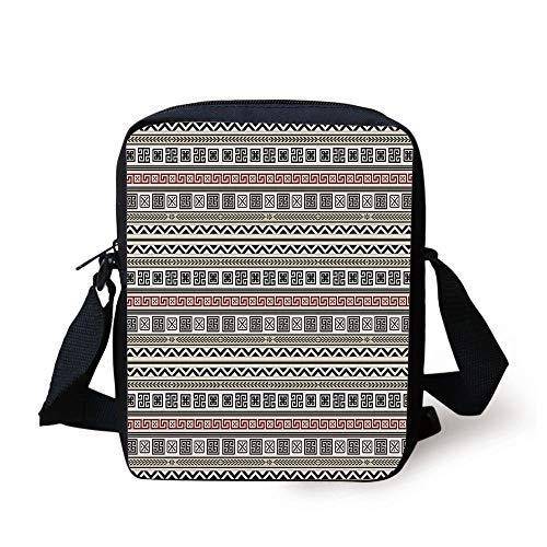 Preisvergleich Produktbild LULABE Ethnic,Tribal Geometric Pattern Antique Culture Inspirations Ancient Civilizations Decorative,Cream Black Ruby Print Kids Crossbody Messenger Bag Purse