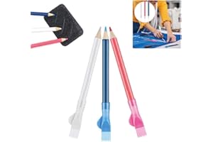 HOMRY Mondo Idea Matita da cucito con tappo a pennello, penna per marcatura cancellabile da sarto disegnato, solubile in acqua, gesso per tessuto, 3 colori