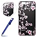 Produktbild Huawei P10 Hülle,Schwarz Silikon Case für Huawei P10,MoreChioce Schön 3D Kirschblüten Muster Weich Silikon Ultra Dünn TPU Protective Silikonhülle Hybrid Back Cover Stoßfest Kratzfeste Kristall Flexible Gel Case Defender Bumper für Huawei P10 + 1x Blau Stylus Stift