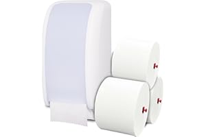 ‎BLANC HYGIENIC Cosmos Toilettenpapierspender Doppelrollen Set - 1 Spender für Cosmos Toilettenpapierrollen + 360m Toilettenpapier- 3 lagig - Ultra ERGIEBIG wie 26 übliche Rollen - Wandmontage, Weiß
