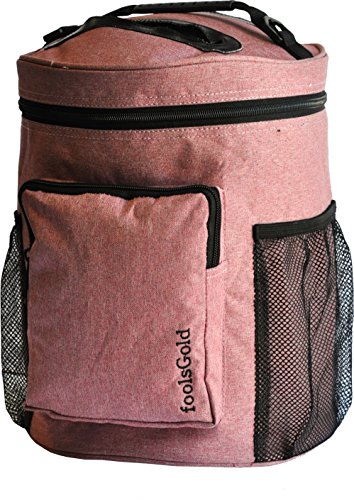 FoolsGold Pro leicht tragen Dual Slot stricken tasche für Wolle und Garne mit 2 Veranstalter Abschnitte und Reißverschluss Tasche - Rosa