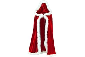 LabDip 60cm Hooded Cape Girls Party Robe with Hooded Cape Masquerade Robe with Hood Costume Cosplay Costume Cape Dress up Santa Cape Family Holiday Gift (Dark Red)