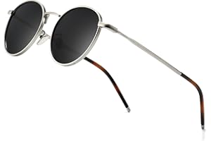 SUNGAIT Occhiali da Sole Polarizzati Vintage Rotondi Occhiali da Sole Classici con Montatura in Metallo Retrò Circolari per Donna e Uomo-SGT059