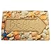 Produktbild Vintage Badematte Badteppich Bad-Vorleger SCHNELL TROCKNEND Dusch-Matte 60x40 cm Anti-Rutsch | Extra dünn Strand Sand Muscheln beige braun Beach