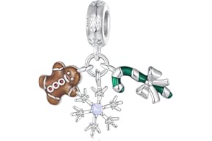 Kerraom Weihnachts Charm 925 Sterling Silber Weihnachten Schneeflocke Charms Anhänger für Armband Halskette, Echtsilber Rentier Weihnachtsanhänger für Damen Schmuck Geschenk