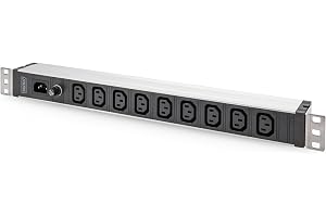 DIGITUS DN-95429 – 19" grenuttag – 9 C13-uttag – C14-ingång – 1U – 230 VAC – 50/60 Hz – 10 A ingångssäkring – För 19-tums nät
