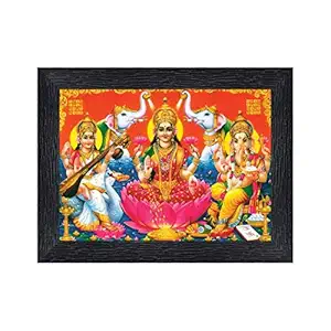 PnF Diwali Puja (laxmiji, Ganeshji,Saraswatiji) Religious Wood Photo Frames with Acrylic Sheet (Glass) for Worship/Pooja(photoframe,Multicolour,8x6inch) 22399