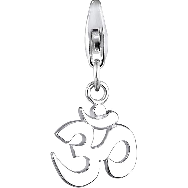 Charm Om In Argento Sterling 925 - Ciondolo Con Moschettone, 27mm, Per Bracciali E Collane - Foto 2