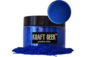 KRAFT GEEK Royal Blue Premium Mica Powder 50g. Powder Dye for Epoxy Resin Pigment Natural Soap Colouring, Candle, Slime, Bath Bombs, Makeup, Nail, Fabric, Fabric dye, Wax Melts etc.