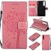 Produktbild Huawei P20 Pro Hülle, Conber Lederhülle Handyhülle mit [Frei Schutzfolie], PU Tasche Leder Flip Case Cover Vintage Emboss Katze und Baum Schutzhülle Huawei P20 Pro - Rosa
