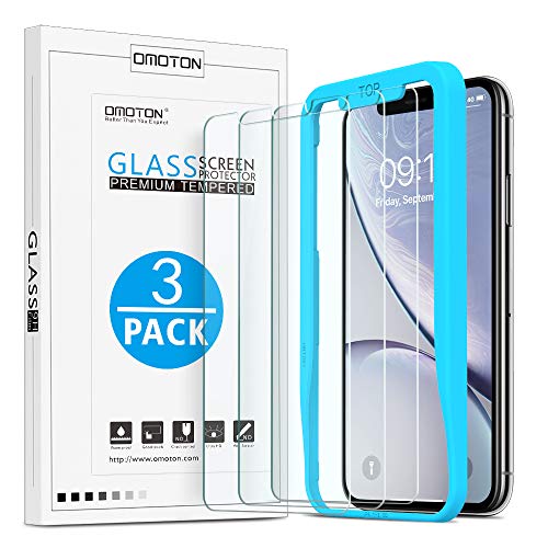 OMOTON Verre Trempé pour iPhone 11/ iPhone XR Film Protection Ecran avec Kit Installation Offert, Vitre Protecteur 9H Dureté, sans Bulles, 2.5D Arrondi pour iPhone 11/ iPhone XR 6.1 Pouces [3 Pièces]