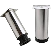 Glaswen 4PCS Metal Adjustable 12cm Chrome Support Leg Furniture Sofa Base Sofa Cabinet Coffee Table TV Unit Riser Foot