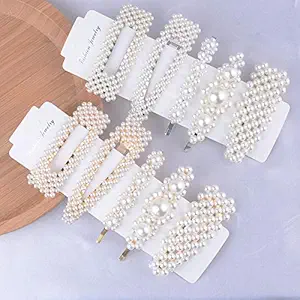 AL ZAHRA PEARL HAIR PINS FOR HAIR STYLING HAIR CLIPS PINS BARRETTE TIES HAIR FOR WOMEN GIRLS, ELEGANT HANDMADE FASHION HAIR ACCESSORIES PEARL HAIR CLIPS/TIES/HAIRPINS FOR PARTY JEWELRY- 5 PCS (GOLD)