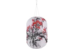 BIOSA 10 Pouce Solaire Lanterne En Chinois Japonais, Décoration De Jardin Lanterne Solaire De Style Traditionnel En Tissu Lanterne Pour Extérieur Suspendus Lampes Décoratives