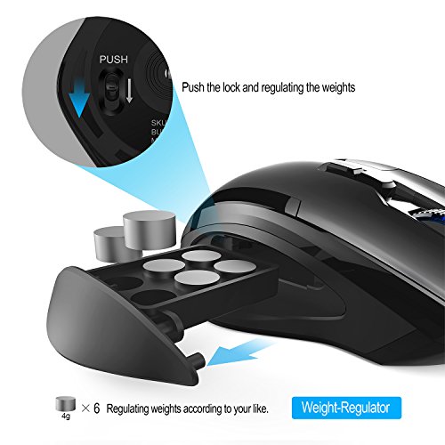 TeckNet HyperTrak - Raton gaming  16400 DPI  cableado con Avago ADNS-9800 Sensor  10 botones programables y ajuste RGB  Cartucho de ajuste de peso