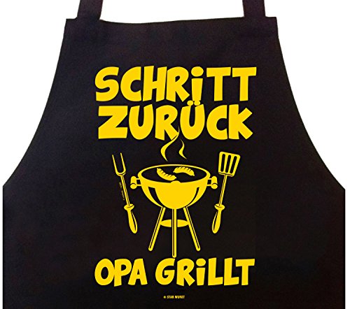 Grillschürze Schritt zurück, Opa grillt