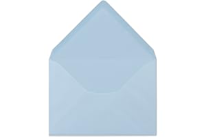 50 DIN C6-kuvert ljusblå 11,4 x 16,2 cm 80 GSM gummerade postkuvert utan fönster, perfekt för julkort, gratulationskort och i