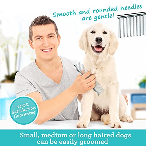 SHENNOSI-Pet-Grooming-massage-Comb-for-Dogs-Stainless-Steel-Set-of-2-Different-size