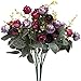 Produktbild luyue 7 Ast 21 Köpfe Künstliche Seide Fake Blumen Blatt Rose Hochzeit Floral Decor Blumenstrauß, 2 Stück Purple coffee