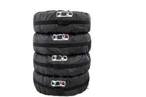 Queta Lot de 4 sacs à pneus de voiture étanches avec poignée - Protection des pneus - Convient pour les pneus de voiture de 13 à 17 pouces - Tissu Oxford 210D - Diamètre : 66 cm