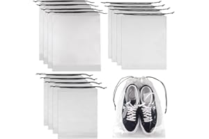 TOTOFY Transparente Schuhbeutel mit Zugband, große Größe wasserdichte Schuhsäcke，12 Stück 3 Größen Multifunktionale Aufbewahrungstasche für täglichen und Reisegebrauch