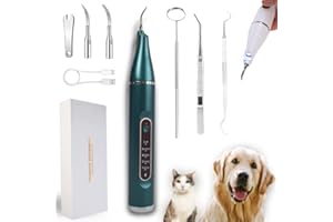 THREE STARS Kit Limpieza Bucal Perros y Gatos con 5 Modos de Uso - Cepillo Dental Ultrasónico Plaque Off + Limpiador Quita Sarro + Accesorios - Cuidado Dental Mascotas - Color Verde | 3-Stars