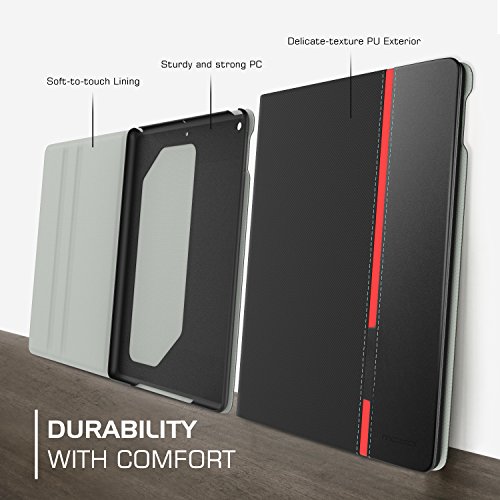MoKo Hülle für Neu iPad 9.7 Zoll 2017 – Stoßfest Ledertasche Schutzhülle mit Auto Sleep/Wake up Funktion, Standfunktion und PC Bumper für Apple New iPad 2017 9.7″ Tablet, Schiefer Schwarz - 4