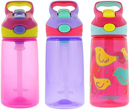 Contigo 414mL Autospout Striker Kids Water Bottle, Petal Pink, Wisteria and Cherry Blossom Birds