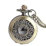 Easy Go Shopping Antike Hohle Vintage Bronze Taschenuhr Vatertagsgeschenk Lange Kettenuhr