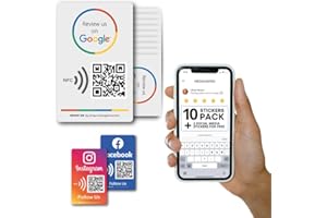 MESSAGENES Boost My Reviews - QR & NFC Tap Sticker - Google Reviews Pack - iPhone & Android - Set Up at Home