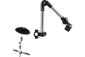 Fybida Schirmhalter für Rollator, 360° Verstellbarer Regenschirm-Stretch-Halter für RUNDE Elemente bis 2.5 cm Durchmesser, Ständer für Fahrradstuhl, Rollstuhl, Kinderwagen, Angeln Stuhl