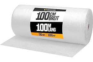 verpacking rouleau papier bulle 100 m de long - épaisseur et largeur au choix, rouleau a bulle rembourrage colis matériaux d emballage pour cartons (1 rouleau -100 cm x 100 m, 50 my)