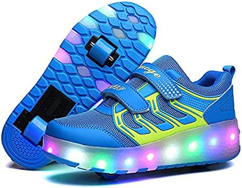 Skateboard Shoes Kids Shoes With 2 wheels Light Roller Skates Shoes wheels Shoes Rollers Shoes Sport Shoes Sneakers Running Trainers With wheels For Boys Girls Blue 33