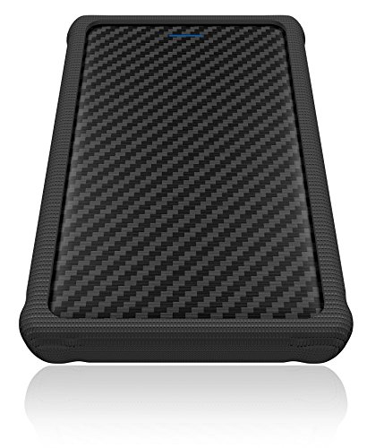 Icy Box IB-223U3a-B Externes Gehäuse für 2,5″ (6,35 cm) SATA HDD/SSD mit USB 3.0 Anschluss (UASP), SATA III, Carbon-Look, Silikonschutz (schwarz) - 2