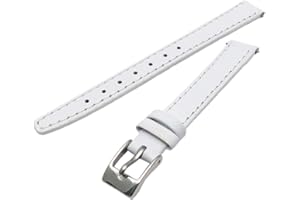 WatchWatchWatch White Smooth Stitched Ladies' Leather XL Watch Strap 14mm Silver Buckle C095