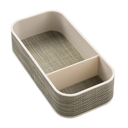 InterDesign 45008EU Twillo Bürobedarf-/Schreibtisch-Ablage für Highlighter, Tesafilm, Büroklammern - 2 Fächer, Perlmuttchampagnerfarben Plastik 10,16 x 20,32 x 5,08 cm