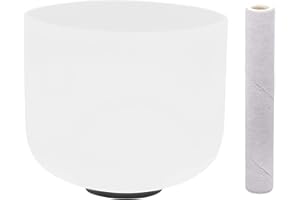 BEAUDREAUL Cuenco tibetano de cristal de cuarzo 432 Hz Perfect Pitch de 8 pulgadas, cuenco tibetano de cristal para sanación de sonido, meditación, oración, yoga, reducción del estrés, color blanco