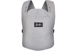 ROOKIE Babytrage Premium - Design Bauchtrage bequem und ergonomisch - Für Neugeborene ab Geburt bis 15kg - Baby Trage aus Bio Baumwolle (Grey)