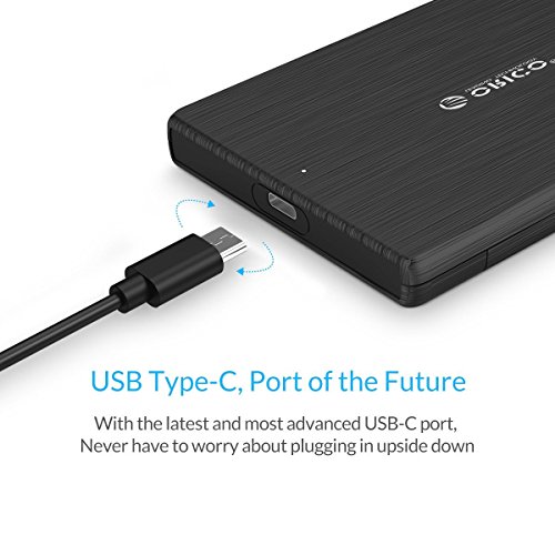 ORICO 2,5″ USB Typ C Externes Festplattengehäuse, USB 3.0 auf SATA III 6 Gb/s, für 7mm und 9,5 mm 2,5-Zoll SATA Notebook Interne HDD und SSD, Werkzeugfreie Montage, UASP Beschleunigung (Schwarz) - 4