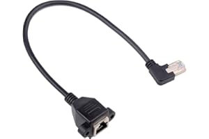 euroharry Cavo di prolunga Ethernet, RJ45 maschio a femmina, montaggio a piastra a vite, CAT6/5e/5, schermato, cavo di prolunga LAN (angolo sinistro)