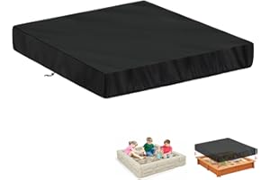 LAMUNI Sandkasten Abdeckplane 140x140x20cm - Wasserdicht, Winddicht, Staubdicht - Schutzhülle für Sandkasten, Sandkiste, Schwimmbad - 420D Oxford Sandkasten Regenschutz, Schwarz