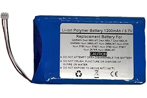 STARNOVO 3.7V 1200mAh Replace GPS Navigator Battery for Garmin Nuvi 2660LMT, Nuvi 2669LMT，Nuvi 3700, Nuvi 3760, Nuvi 3760T, Nuvi 3790, Nuvi 3790T，Nuvi 2575R, Nuvi 2595LMT, Dezl 560LMT, Dezl 560LT, Dezl 560LM