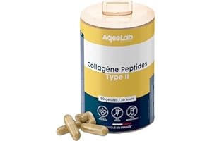 AQEELAB NUTRITION Peptides de collagène Peptan® type 2 – Colartix® • Articulations & Cartilages • Collagène hydrolysé IIm • 90 gélules végétales • 30 jours • Testé en laboratoire • Made in FR • Ecoresponsable • Aqeelab