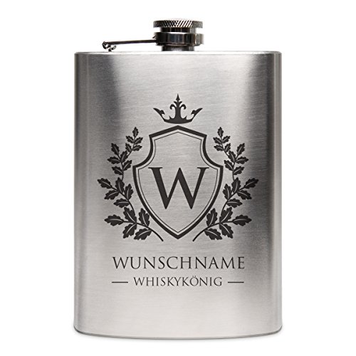 Flachmann Edelstahl 8oz. 237 ml mit individueller Gravur - Whiskykönig