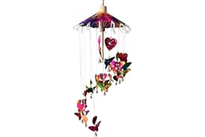 VIE Handmade Mulberry Paper Colourful Heart & Butterfly Mobile, 50x20cm