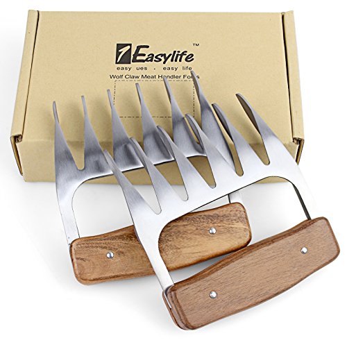 1Easylife Edelstahl Pulled Pork Krallen ,ÄUßERST FORMSTABILE Meat Claws ,Fleischkrallen mit Wooden Handle, Grill Fleischgabel BBQ Grill Party Gabeln für gebratenes Fleisch ,bpa frei ,hygienisch und Einfach Reinigung,1 Paar(2 Stück) - 8