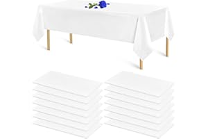 LUMAYCENS 14 Stück weiße Tischdecke Einweg-Tischdecken für rechteckige Tische Kunststoff-Tischdecke wasserdichte Tischdecke für Geburtstagsfeier Hochzeit Braut Babypartys